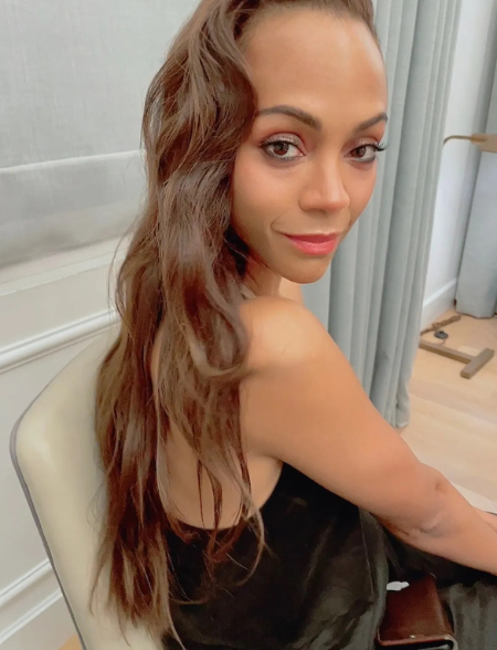 Zoe Saldana Long Wavy Brunette Hairstyle