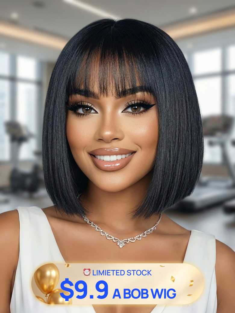 Only $9.9 | Nadula 9th Anniversary Flash Sale Bob Wig 10-12 Inch Human Hair Wigs Put On And Go