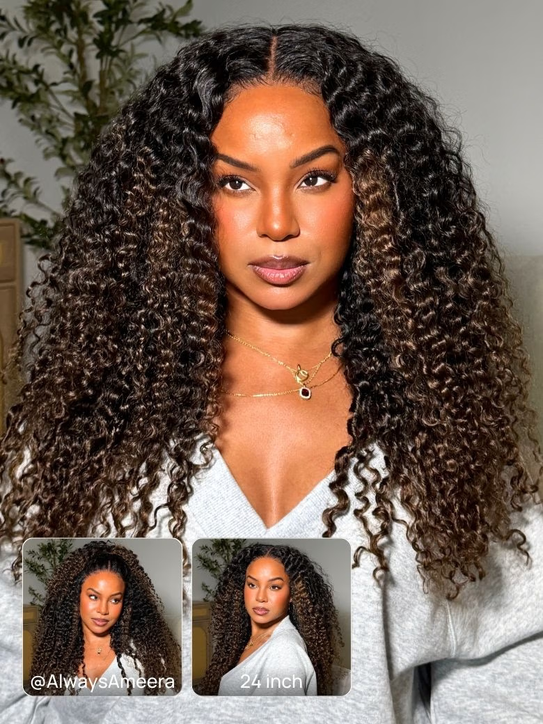 Nadula Flash Sale Burmese Curly with Finger Coil Ends Wig V Part And 7x5 Lace Put On and Go Human Hair Wigs