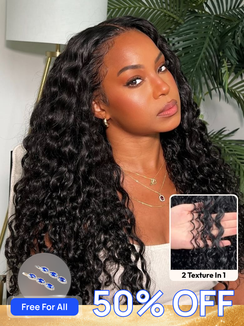 Nadula Flash Sale Water Wave Wig 7x5 and 13*6 Byebye Knots Lace Closure Glueless Human Hair Wigs