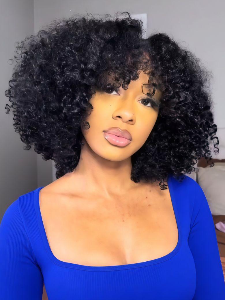 Nadula ScalpLook™ Glueless Afro Kinky Curly with Finger Coils V Part Wigs No Leave Out Beginner Friendly