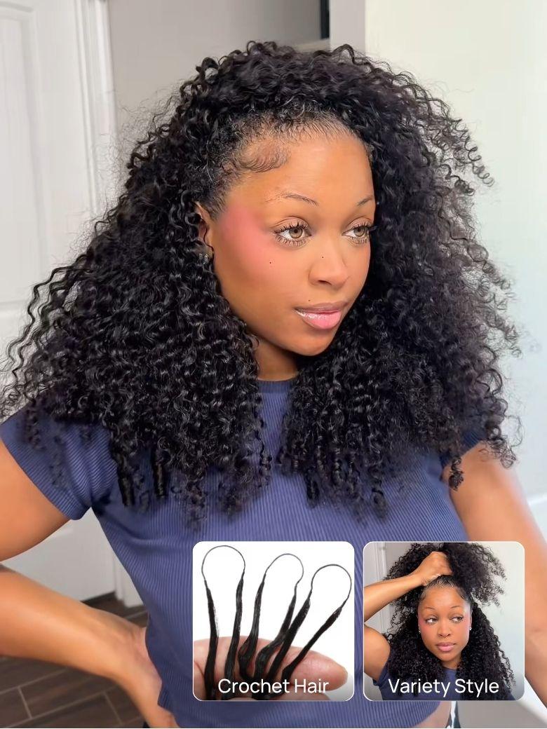 Nadula Miracle Knots Burmese Curly Crochet Hair Natural Black Machine Made Feather Crochet Human Hair Extension