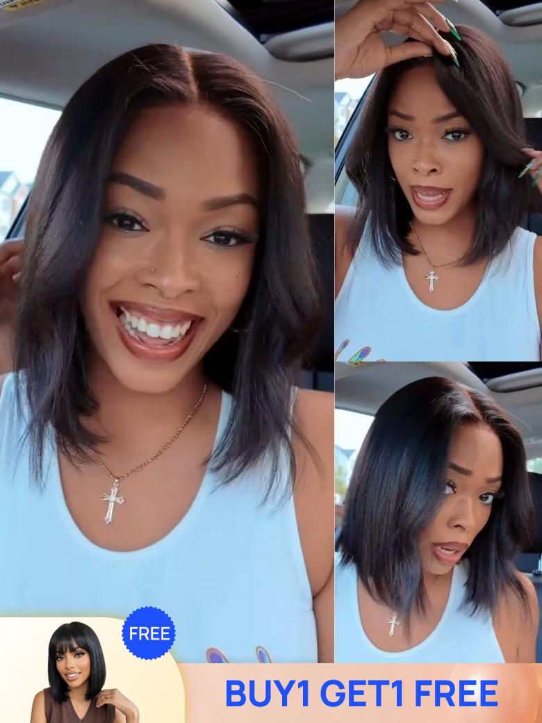 Buy One Get One Free | Nadula Flash Sale 7*5 Bye Bye Knots Bob Yaki Straight Wig