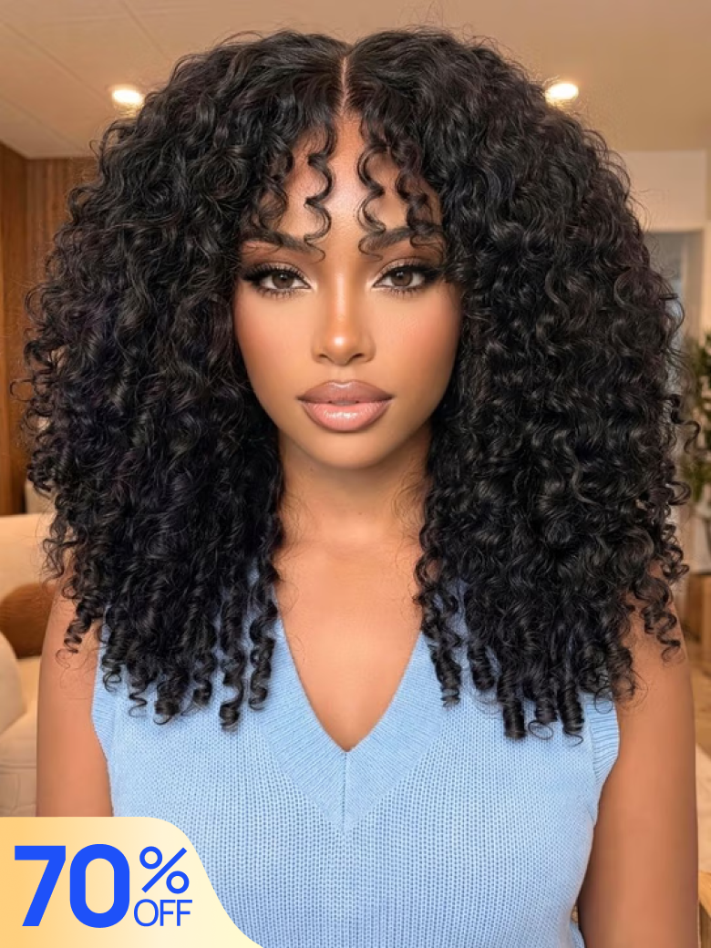 Nadula Flash Sale Burmese Curly with Finger Coil Ends Wig 7x5 Lace Closure Put On and Go Human Hair Wigs