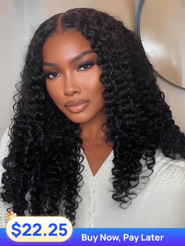 Pay in 4 | Nadula Flash Sale 7x5 Bye Bye Knots Kinky Curly Wig with Curly Edges Put On and Go Human Hair Wigs with Drawstring
