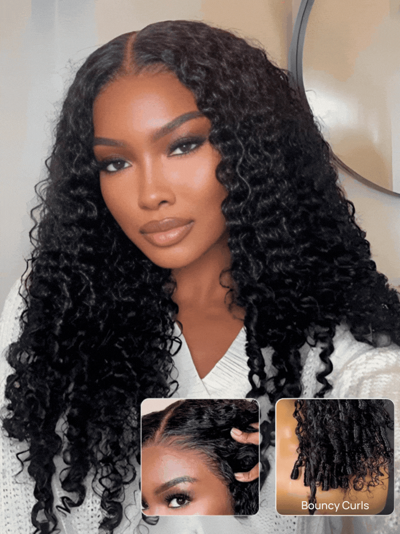 Nadula 7x5 and 13x4 Burmese Curly Wig With Finger Coil Ends Put On and Go Spiral Curls Human Hair Wigs