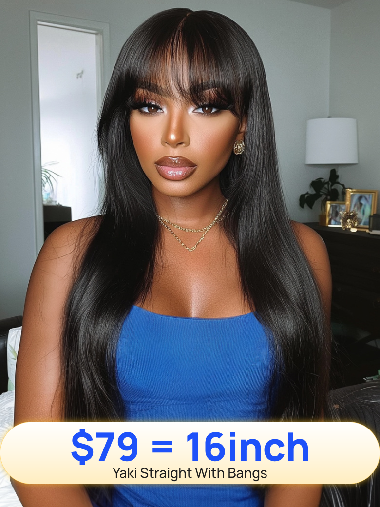 Down To $49| Nadula Flash Sale Bob And Yaki Straight With Bangs Glueless & Put On And Go Humna Hair Wigs