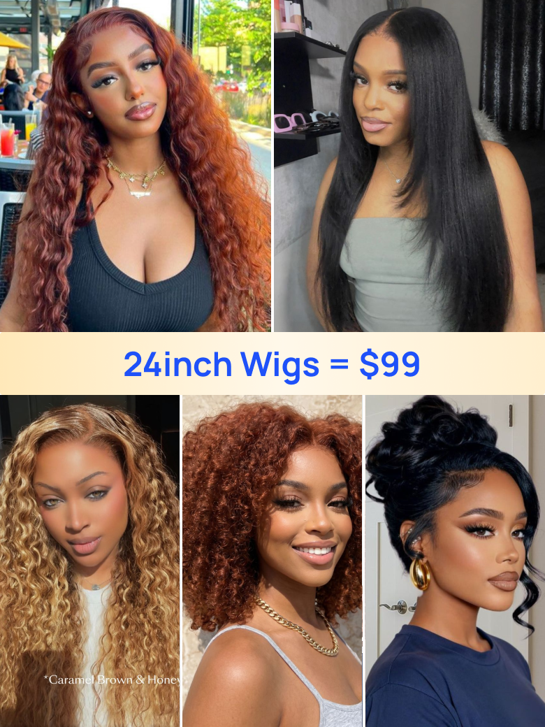$99 = 24inch Wigs Collections | Nadula Special Sale Bye Bye Knots Glueless Put On & Go Human Hair Wigs
