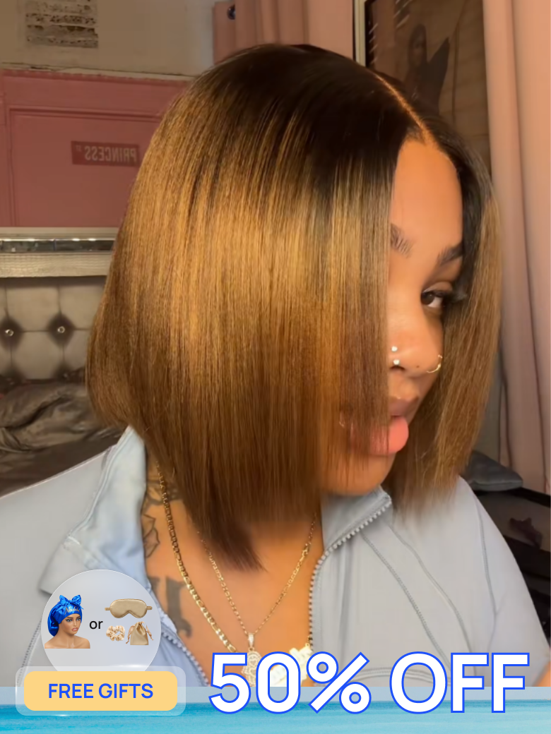 50% OFF + Free Gifts | Nadula Flash Sale 7x5 Bye Bye Knots Chestnut Brown Ombre Color Yaki Straight Put On and Go Glueless Human Hair Wigs