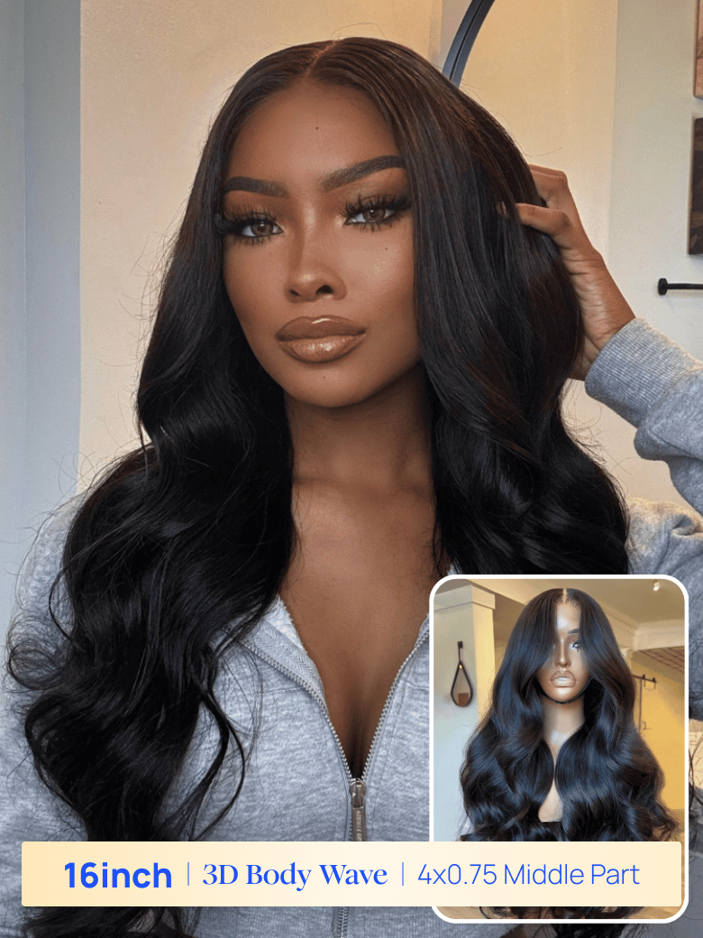 BOGO FREE 16inch Body Wave 4x0.75 T Part Lace Natural Hairline