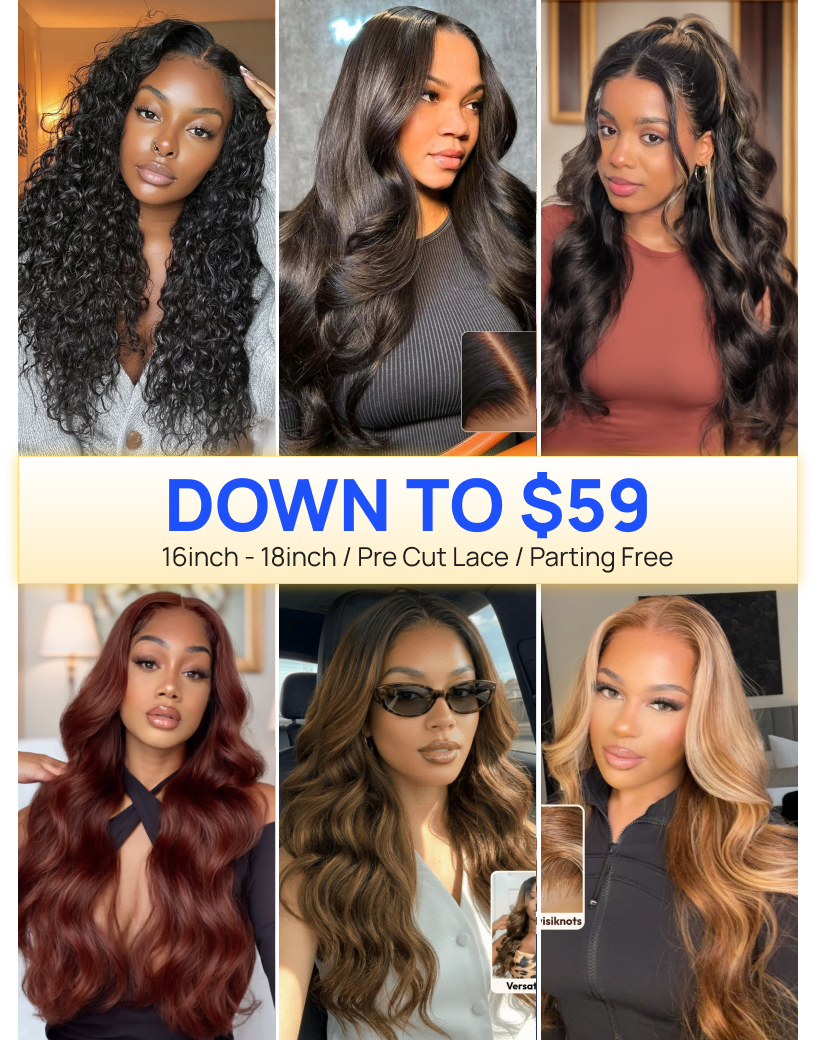 $59 Flash Sale | Nadula Flash Sale Put On & Go Natural Hairline Pre-Bleached Glueless Human Hair Wigs