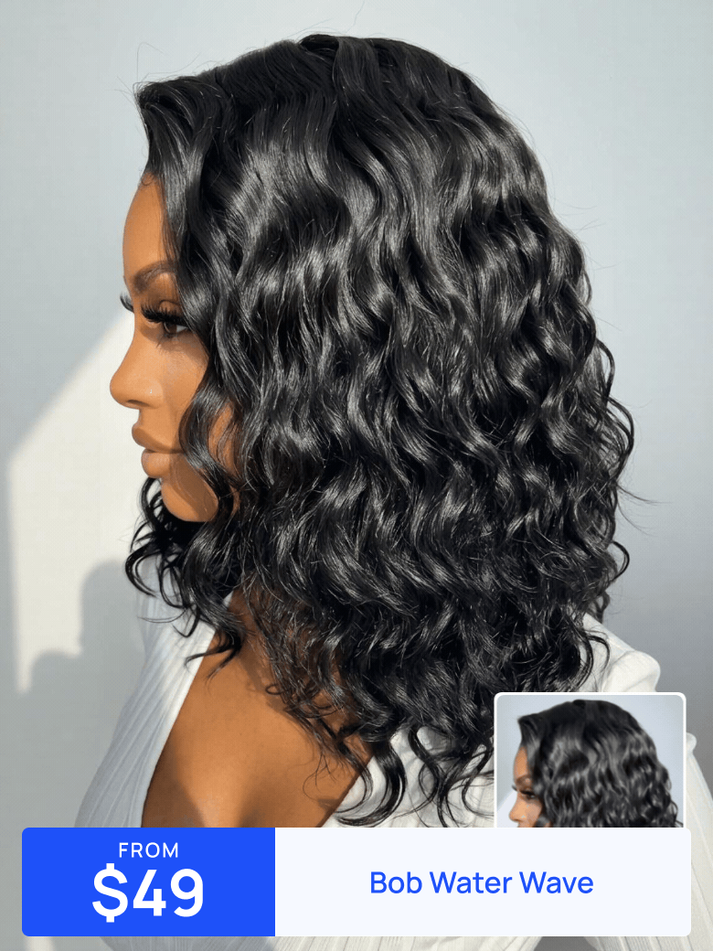 Nadula Flash Sale 6x4 Lace Closure Ready to Go Water Wave Short Wavy Bob Wig Glueless Minimalist Lace Wig 220% Density