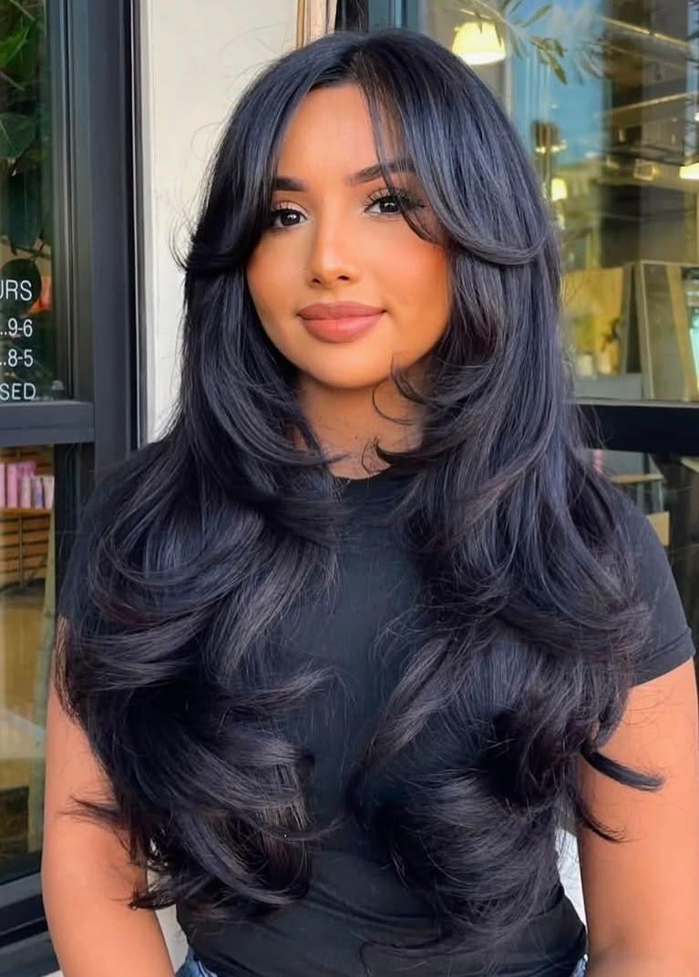 Wig with Curtain Bangs
