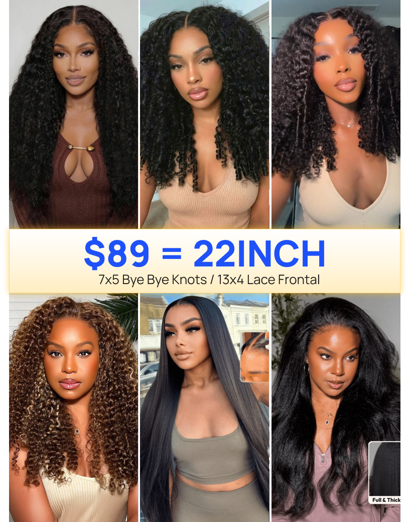 $89 = 22inch | Nadula Flash Sale 7x5 Bye Bye Knots Put on and Go Beginner Friendly Wigs Glueless Human Hair Wigs
