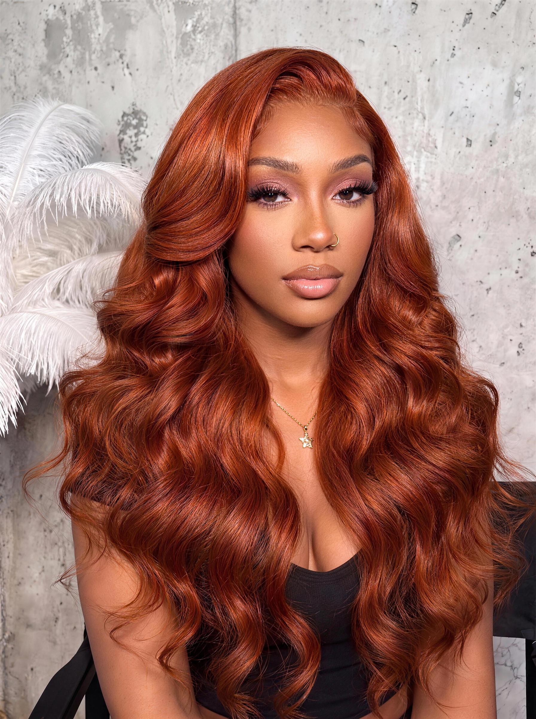 Nadula 7x5 Dark Copper Auburn Body Wave Wig Human Hair Wig with Drawstring