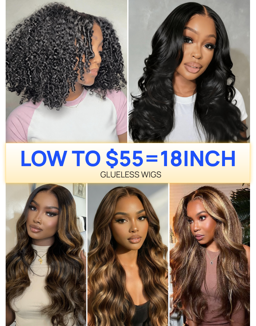 $55 get 18inch | Nadula Flash Sale Glueless Human Hair Put On And Go Wigs Collections