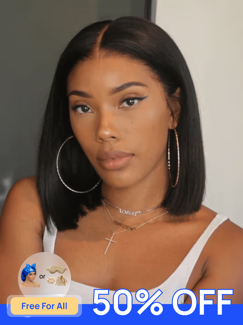 50% OFF | Down To $49 Nadula Flash Sale Bob Wig With Bangs 180% Density Virgin Remy Hair Glueless Wig