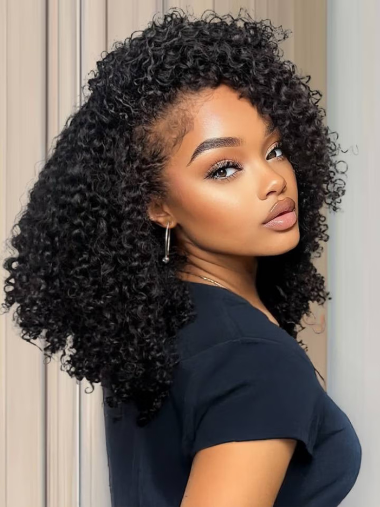 Nadula MeltLine™ Half Wig Burmese Curly with Finger Coil Ends Flip Over Blend & Secure Kinky Curly Wigs Put On and Go