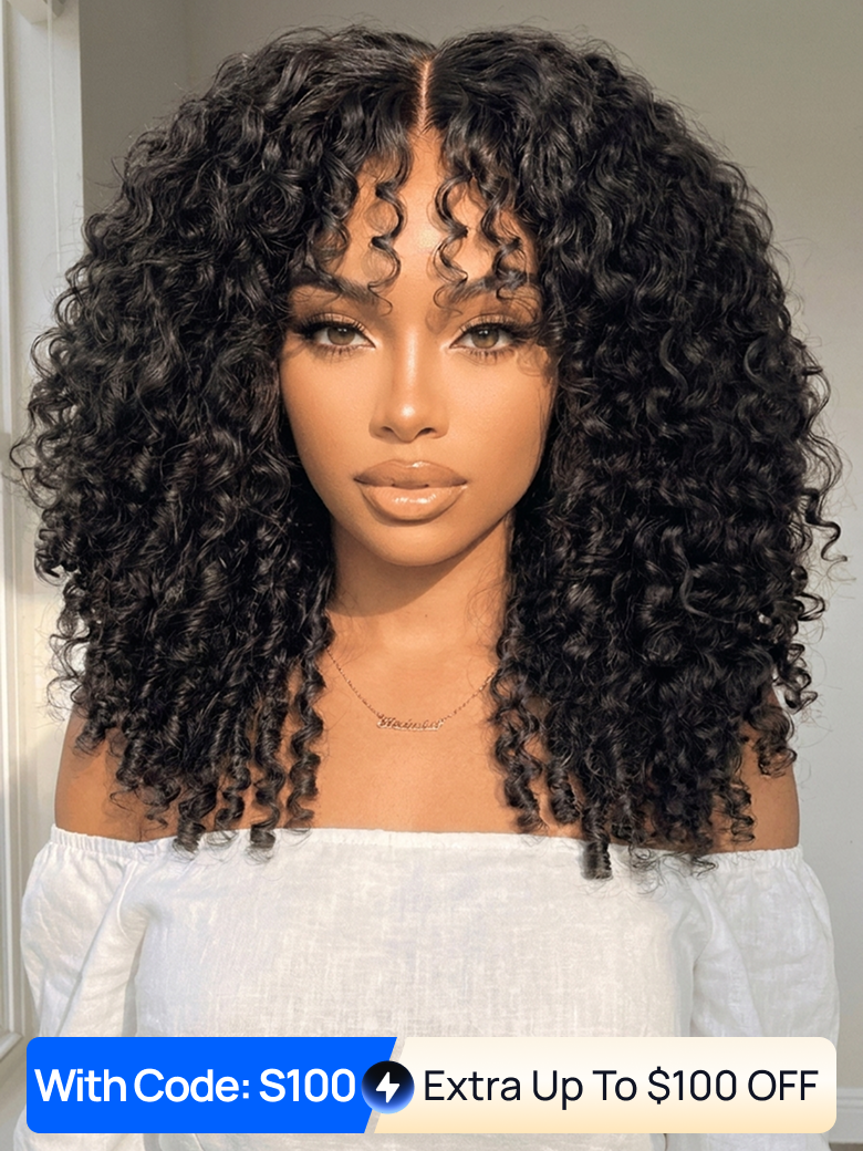 Code: S100 | Nadula 50% Off Flash Sale 13x4 Pre Everything Natural Color Burmese Curly Glueless Wigs On Sale