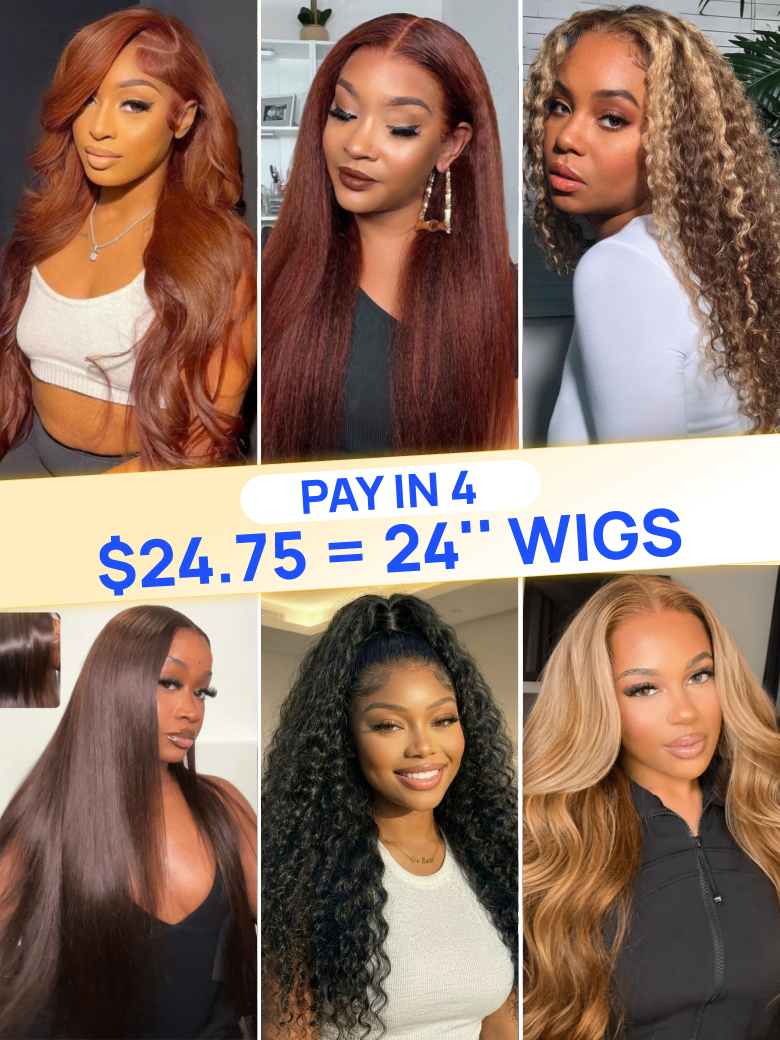 Pay In 4 $24.75| Nadula 24 Inch Wigs Flash Sale Invisible Lace Put On And Go Glueless Human Hair Wigs