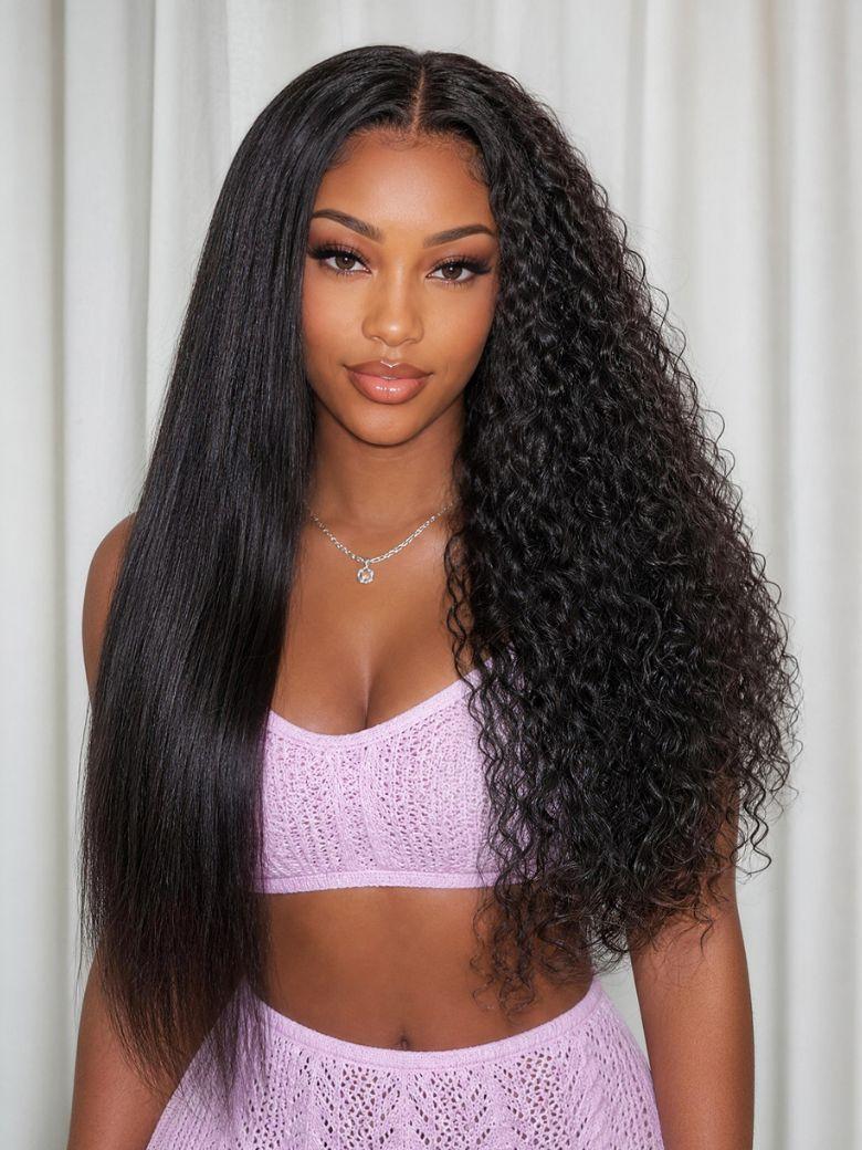 Nadula 7x5 No Slip Wig Wet & Curly 2 in 1 Straight to Curly Human Hair Wig with Drawstring
