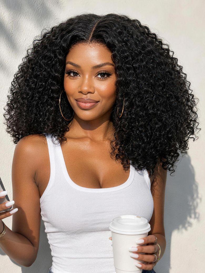 Nadula 7x5 Fluffy Volume Tight Burmese Curly Natural Kinky Curly Wig with Soft Defined Coils Put On And Go Glueless Wig