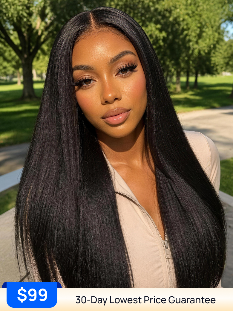 $99 | Nadula Flash Sale No Slip Yaki Straight Wig 7x5 Bye Bye Knots Put On and Go Glueless Wig Light Kinky Straight