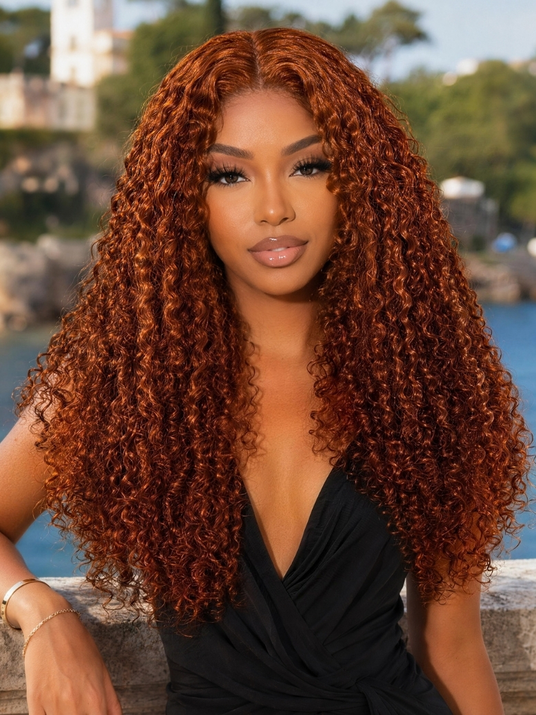 $100OFF | Nadula Clearance Sale Ginger Curly Hair 4x0.75 Minimalist T Part Lace Pre Plucked Human Hair Wigs 180% Density