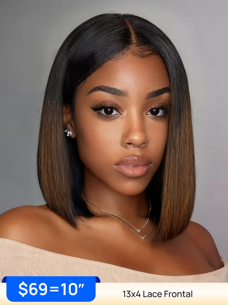 $69 | Nadula Flash Sale 7x5 Pre Everything Chestnut Brown Ombre Color Yaki Straight Wigs Invisible Lace Glueless Wig Put On And Go