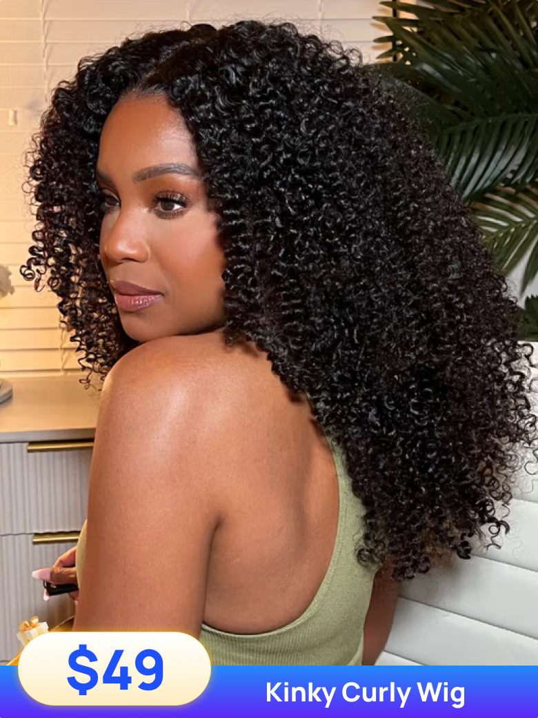 Nadula 70% Flash sale 7x5 Kinky Curly Wig with Curly Edges Wigs Put On And Go Wigs Glueless Human Hair Wigs