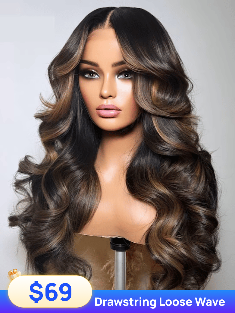 Low To $69| Nadula Mocha Brown Highlight Wig 7x5 No Slip Wig Pre-Bleached Natural Looking Bob Wig Chocolate Brown with Caramel Highlights