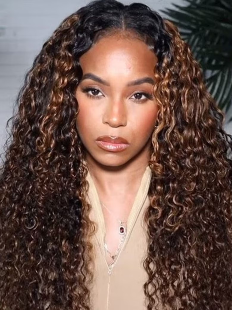 Nadula Glueless Jerry Curly V Part Wig #FB30 Balayage Highlights Wigs Beginner Friendly Upgrade U Part Wig