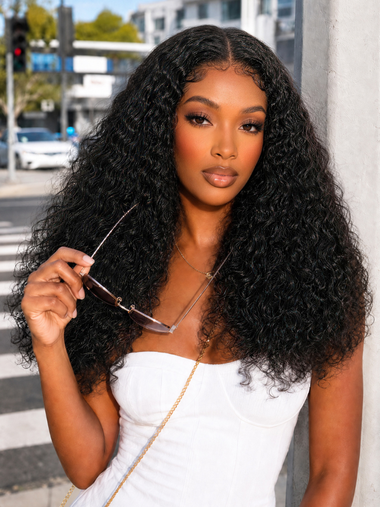 Nadula 7x5 No Slip Full & Fluffy Pre-Defined Kinky Curly Human Hair Wig with Natural Layers Glueless Human Hair Wig