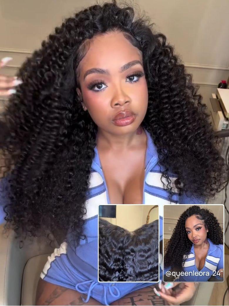 Nadula ScalpLook™ Glueless Kinky Curly V Part Wig Burmese Curly Wig with Juicy Finger Coils No Leave Out