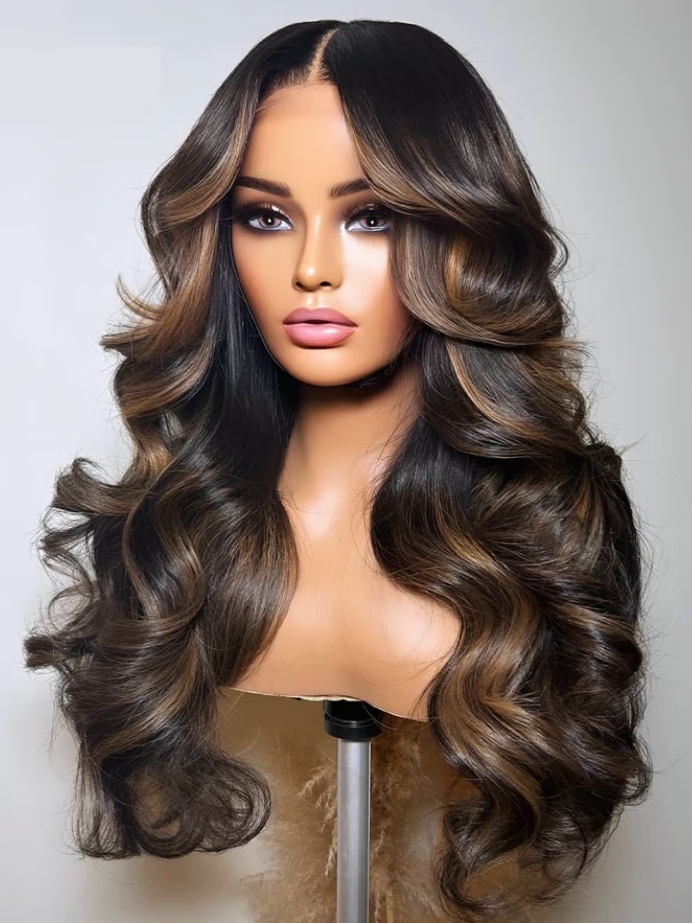 Nadula $100 OFF Sale Mocha Brown Highlight Wig 7x5 No Slip Wig Loose Body Wave Wig Human Hair Wig