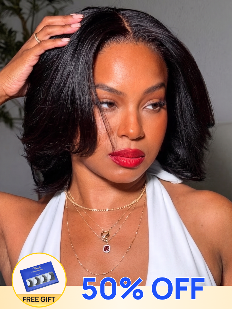 50% OFF + Free Gifts Sale | Nadula Flash Sale Straight Bob Wig 7x5 Pre-Bleached Bye Bye Knots Wig with Invisi Drawstring Wig