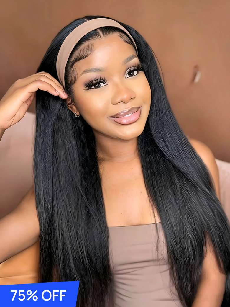 75% OFF Sale | Nadula Headband Kinky Straight And Straight Put On And Go Glueless Wig