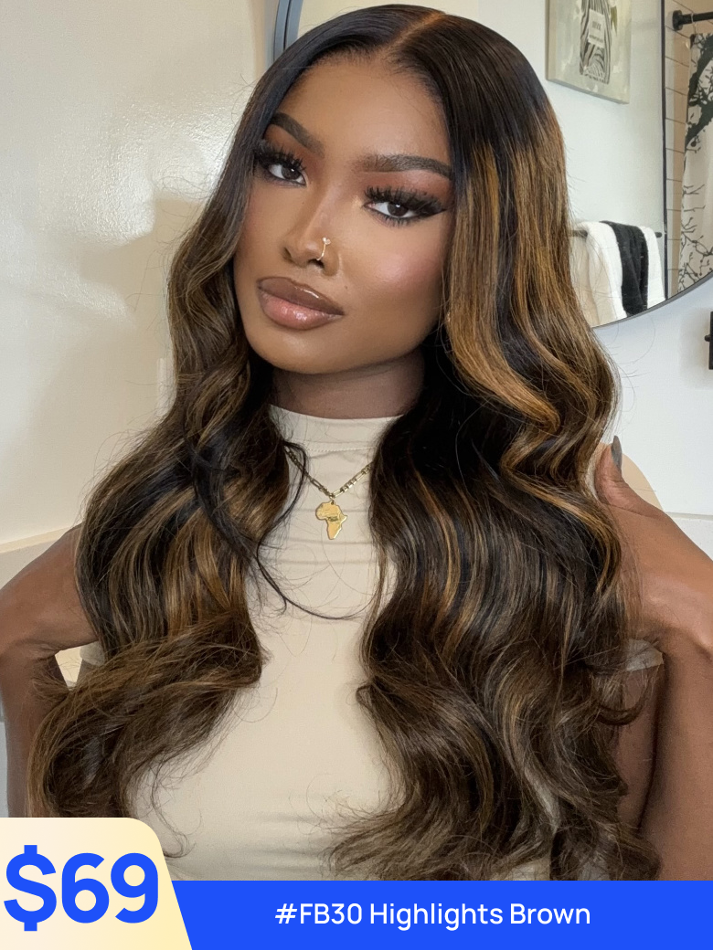 Nadula Long Body Wave Human Hair Wigs Affordable Highlight Body Wave Lace Wigs For Sale 16-24 Inch