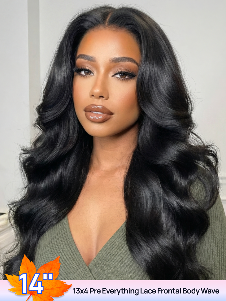 BOGO FREE 14inch 13x4 Lace Frontal No Slip Glueelss Body Wave Human Hair Wig