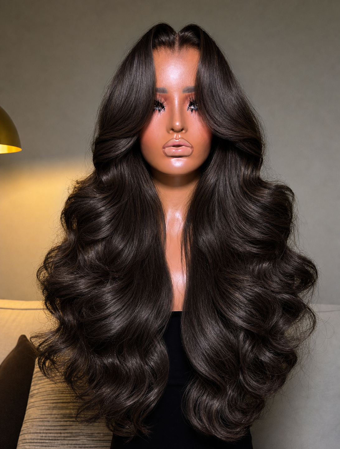 Nadula 7x5 Dark Chocolate Brown Voluminous Body Wave Human Hair Wig Glueless Human Hair Wig with Drawstring