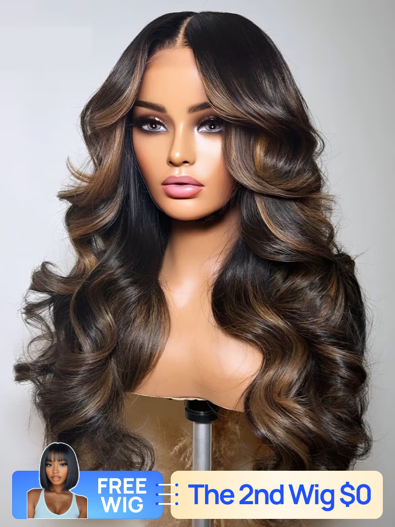 The 2nd Wig $0 | Nadula Flash Sale 7*5 Mocha Brown Highlight Wig 7x5 No Slip Wig Loose Body Wave Wig