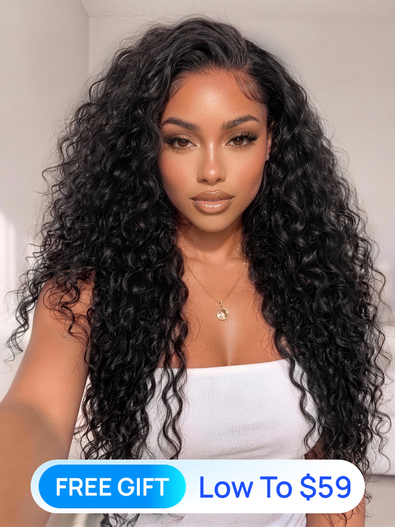 Nadula Water Wave and Body Wave 360 Lace Frontal Wig Pre-everything Transparent Lace Front Human Hair Wigs with Invisi Drawstring