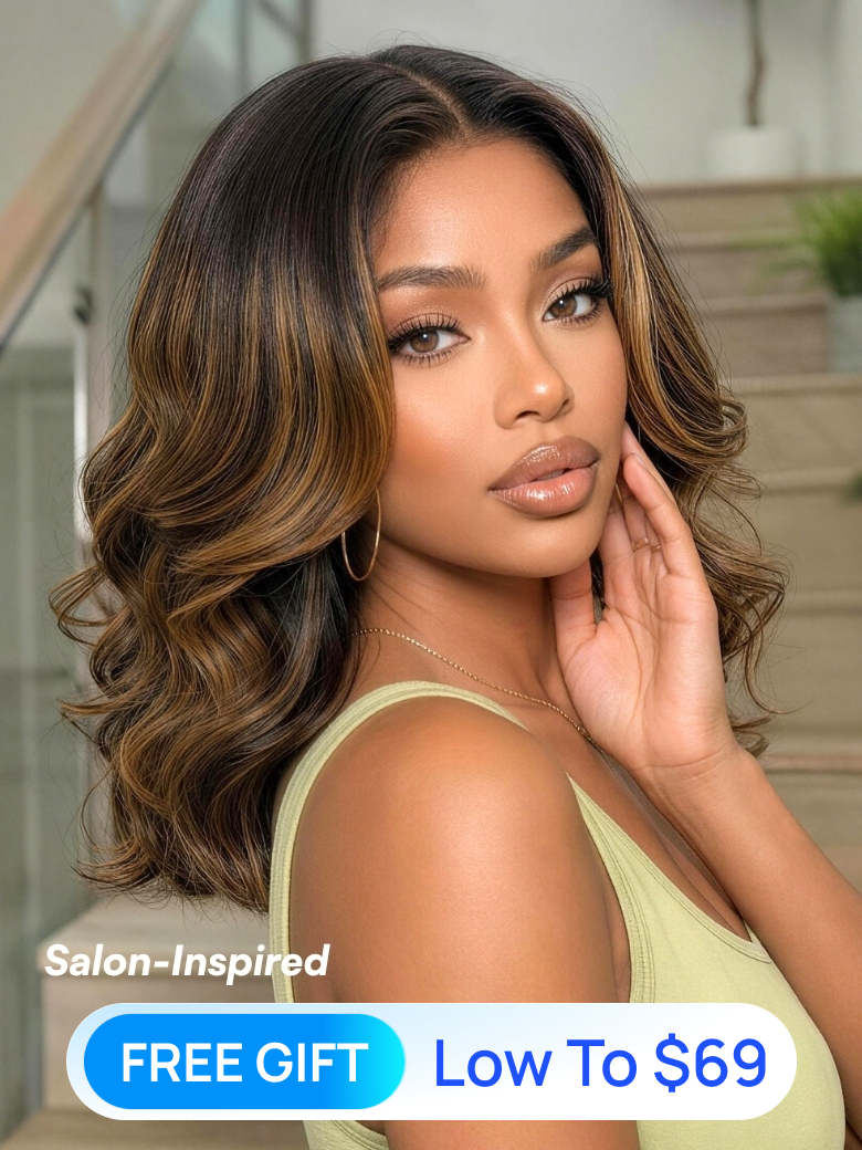 Nadula Flash Sale Mocha Brown Highlight Wig 7x5 No Slip Wig Loose Body Wave Wig Human Hair Wig