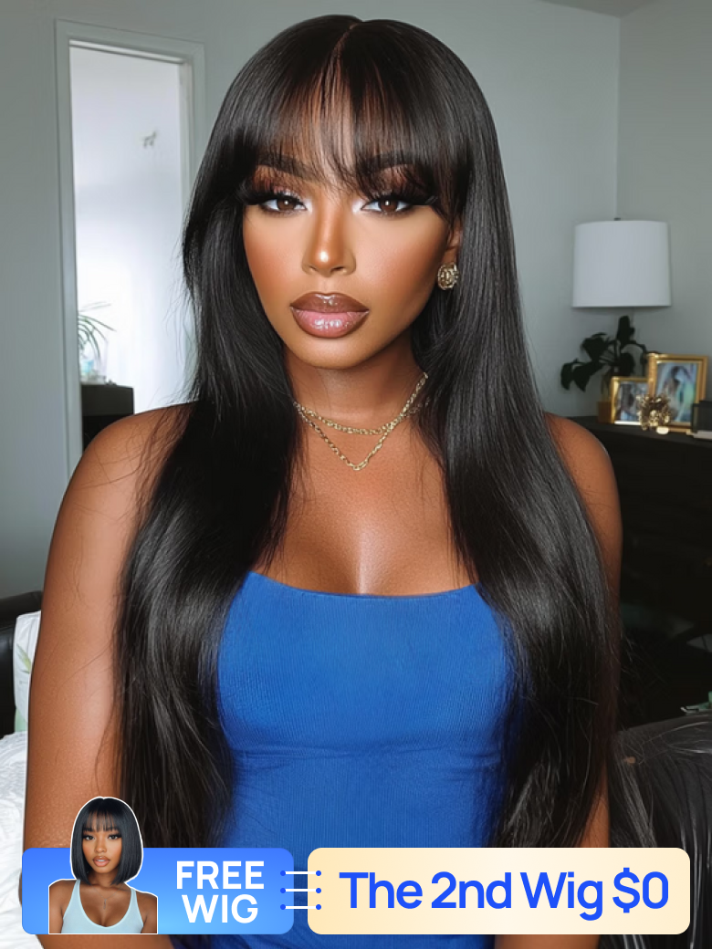 The 2nd Wig $0 | Nadula Flash Sale Yaki Straight Hair with Bang Put On and Go Beginner Friendly Glueless Human Hair Wigs