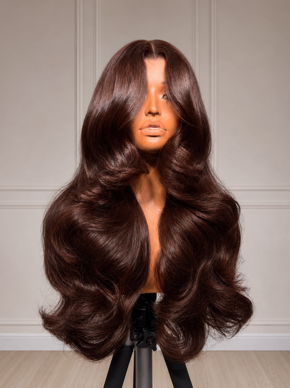Nadula 7x5 Rich Chocolate Brown Body Wave Wig with Face-Framing Layers Big Volume Glueless Human Hair Wig