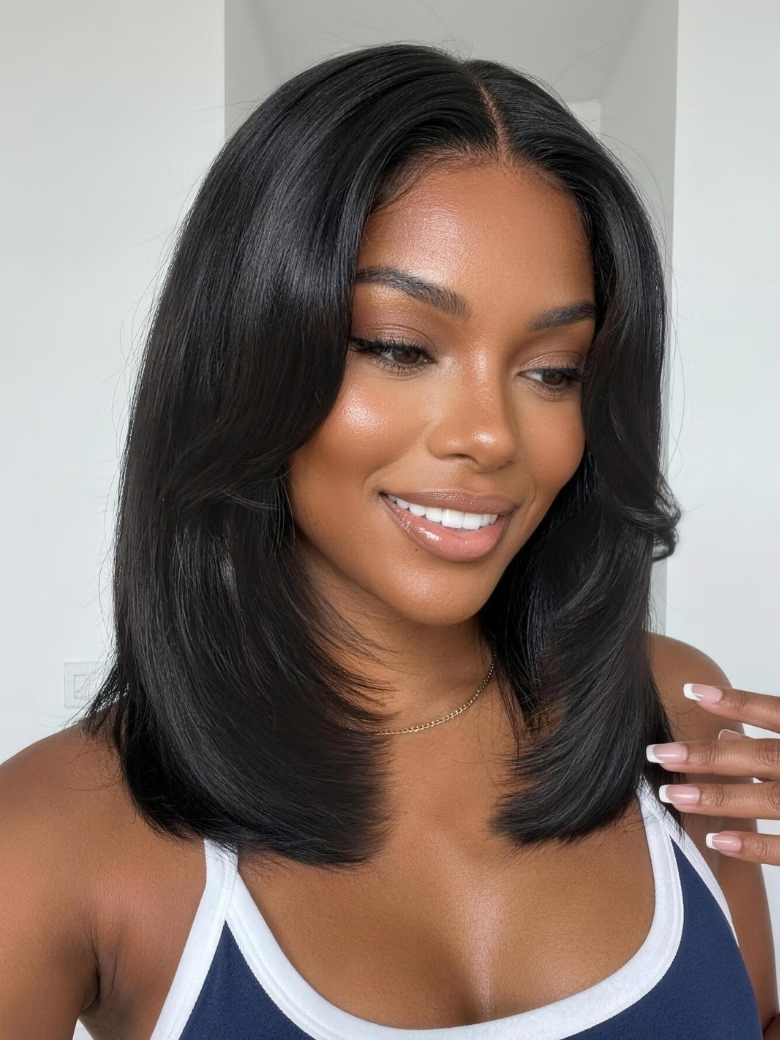 Nadula Flash Sale Yaki Straight And Bob Wig With Bang Put On And Go Wigs 180% Density