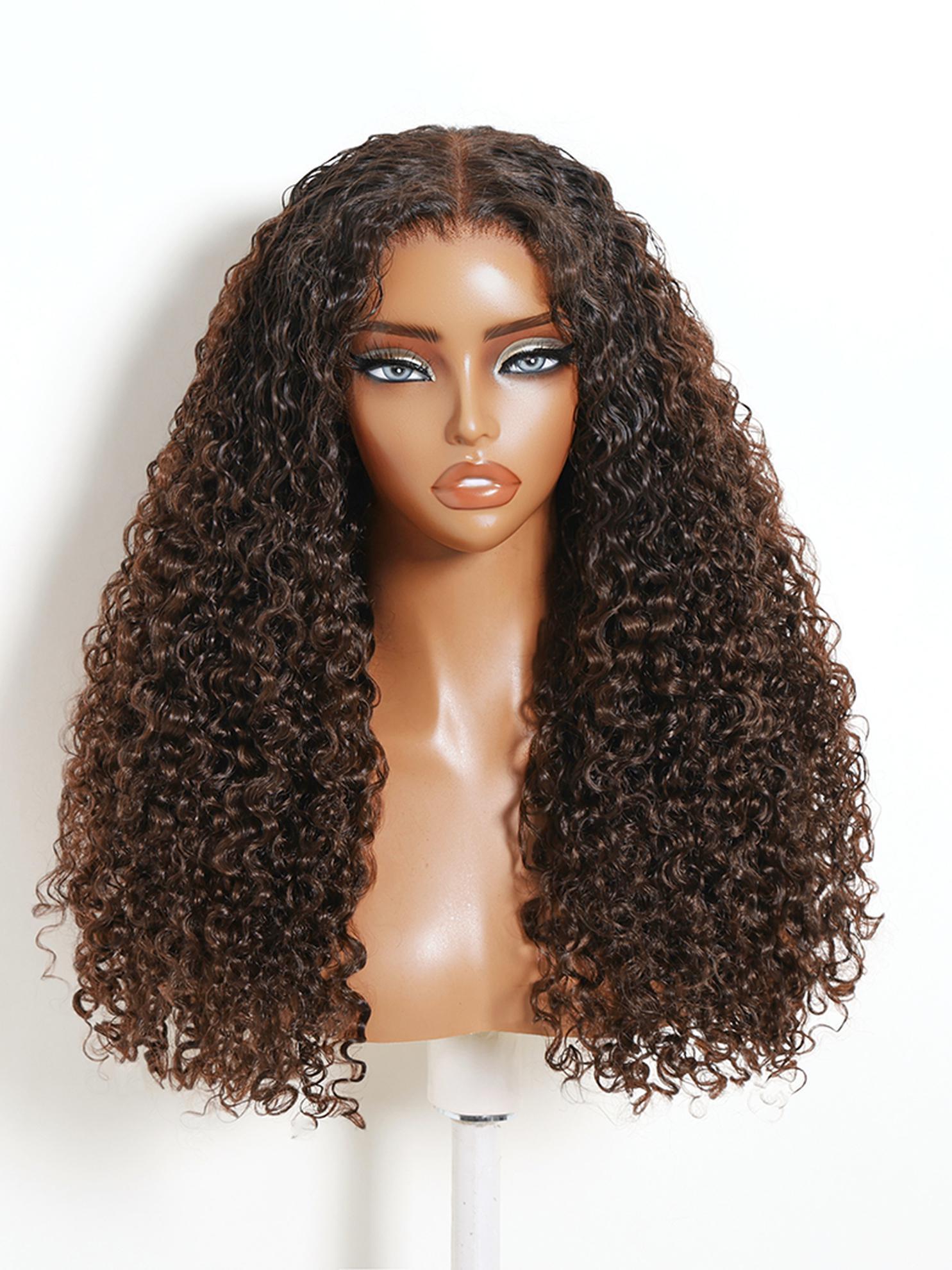 Nadula 7x5 Deep Chocolate Brown Defined Burmese Curly Human Hair Wig Glueless Human Hair Wig
