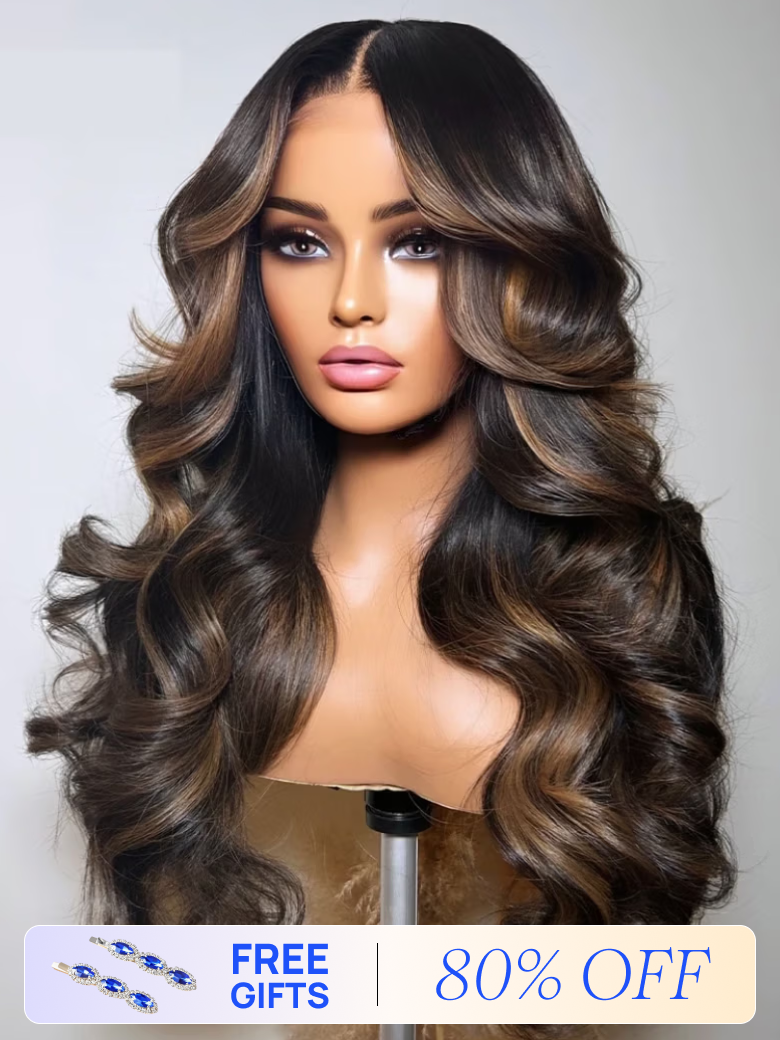 80% OFF Sale | Nadula Mocha Brown Highlight Wig 7x5 No Slip Wig Loose Body Wave Wig Human Hair Wig