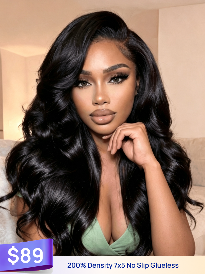 $89 = 200% Density | Nadula 7x5 No Slip Wig Invisible Knots Feathered Layer Lace Wig Put On And Go with Drawstring