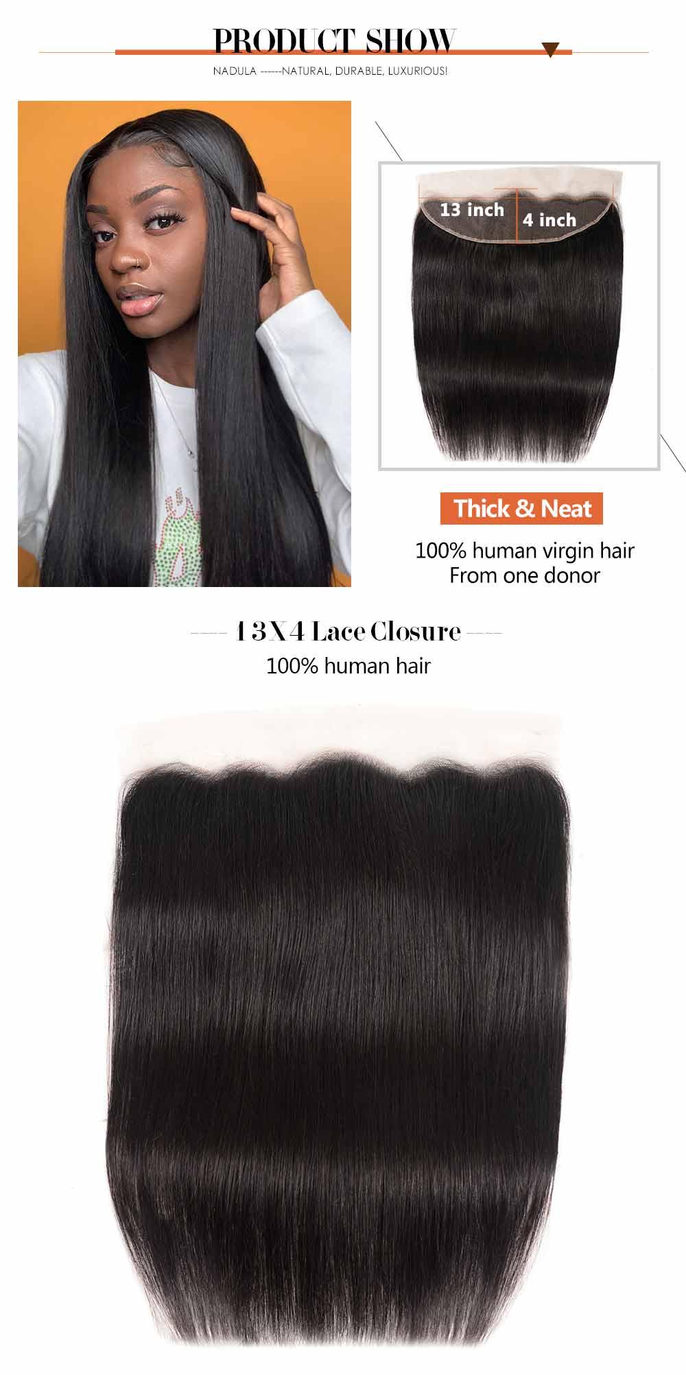 
        Nadula 13x4 Ear To Ear Lace Frontal Closure Straight and Body Wave Soft Natural Virgin Hair    
